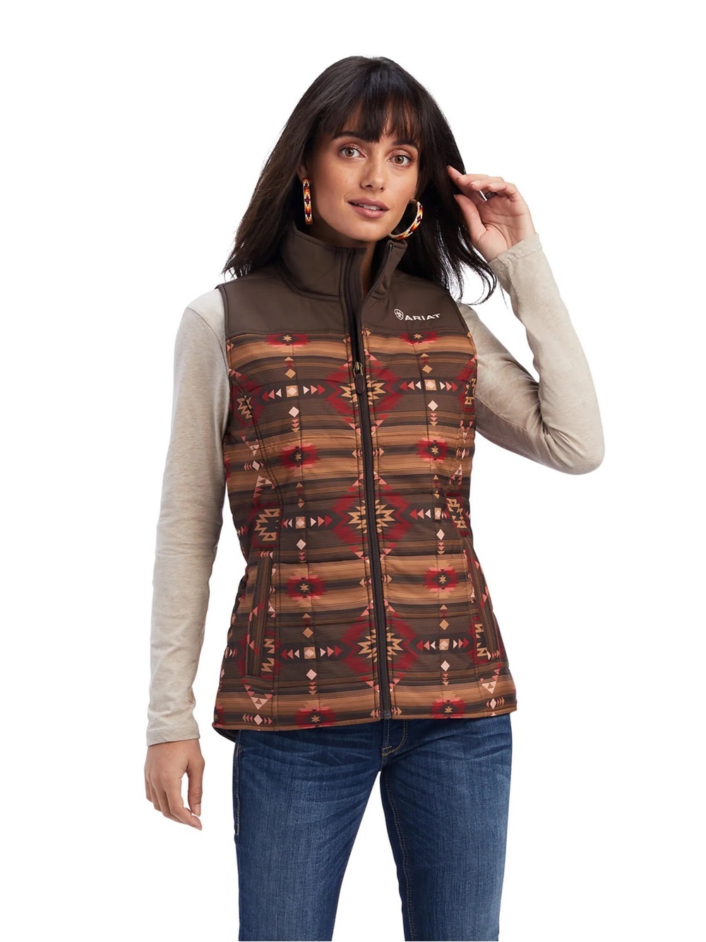 Ariat Brown Aztec-Print Quilted Vest